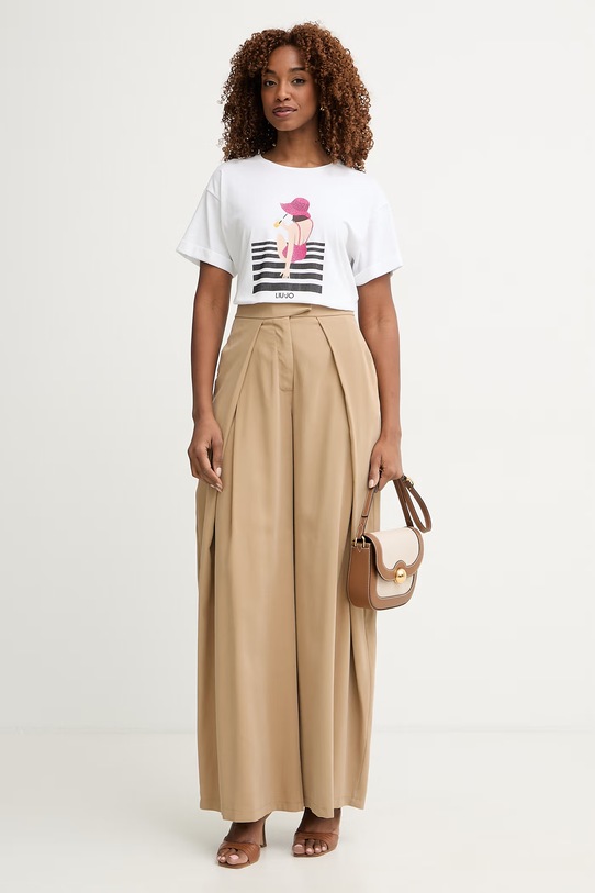 Liu Jo T-shirt damski bawełniany z elastanem VA6170.JS003 biały SS26