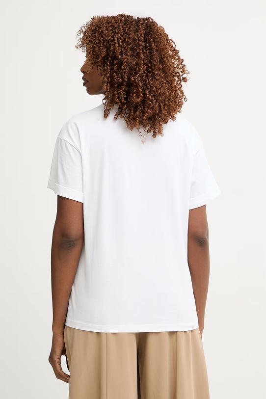 Odzież Liu Jo T-shirt damski bawełniany z elastanem VA6170.JS003 biały