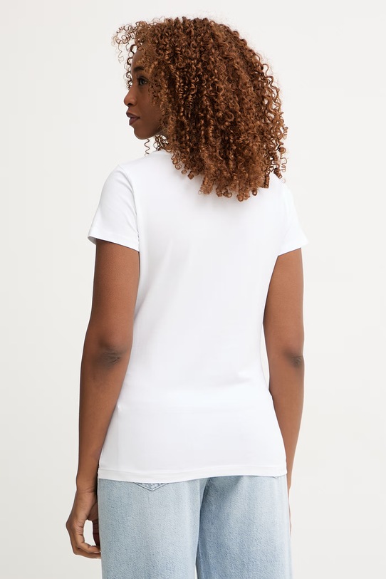 Odzież Liu Jo T-shirt damski bawełniany z elastanem VA6171.JS003 beżowy