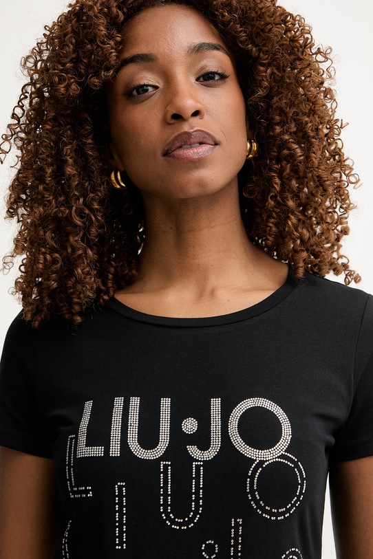 Odjeća Liu Jo majica za žene od pamuka s elastanom VA6171.JS003 crna