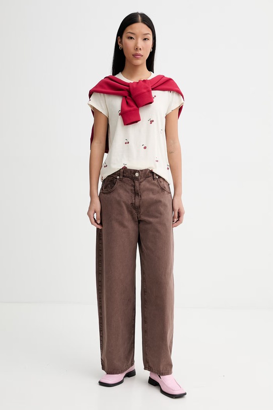 rag & bone tričko dámské bavlněné RE7A26ST3SW béžová SS26