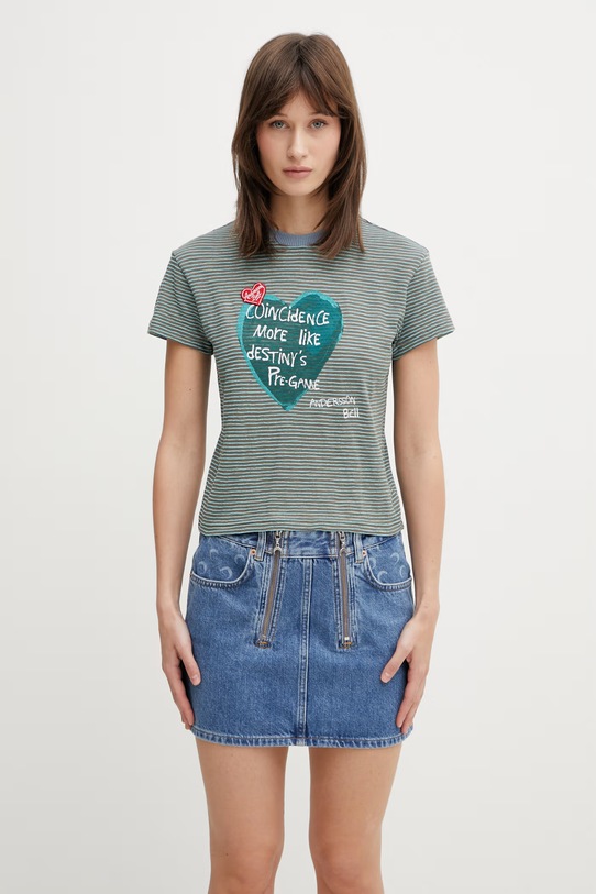 Andersson Bell Heart Message t-shirt con cotone da donna marrone atb1465w