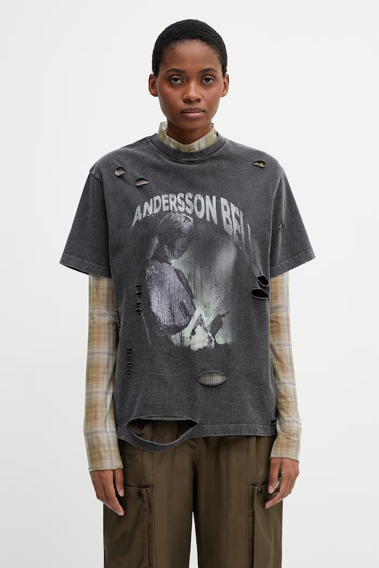 Andersson Bell T-shirt damski bawełniany szary atb1510w