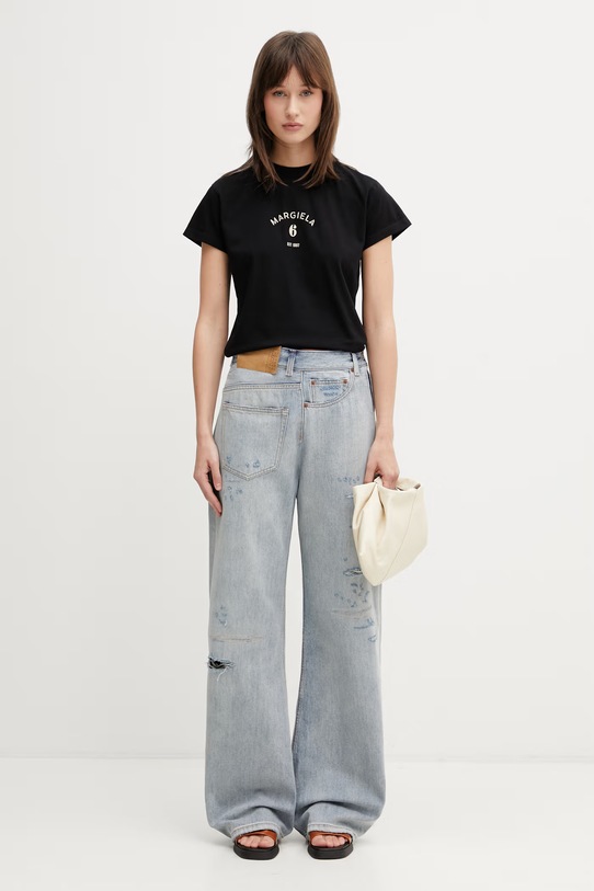 MM6 Maison Margiela T-shirt bawełniany damski S62GD0216.M20048 czarny