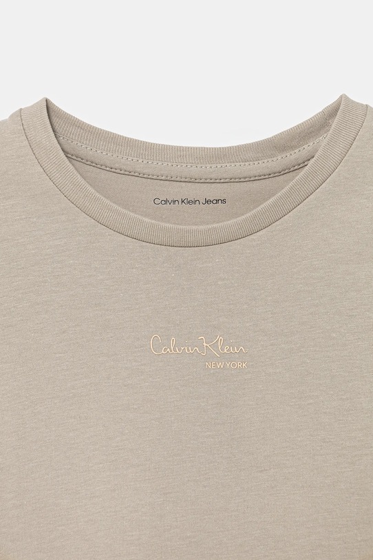Dziewczynka Calvin Klein Jeans t-shirt bawełniany dziecięcy IG0IG03061.104.116.PPY2 beżowy