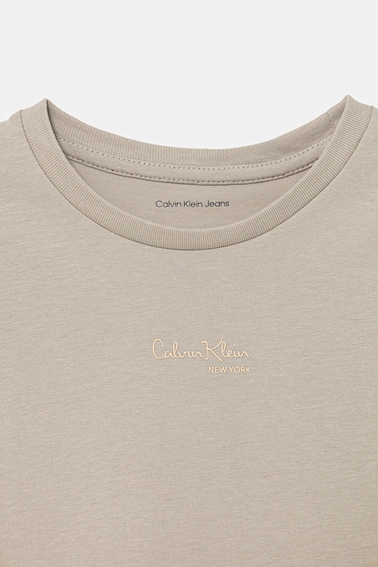 Dziewczynka Calvin Klein Jeans t-shirt bawełniany dziecięcy IG0IG03061.104.116.PPY2 beżowy