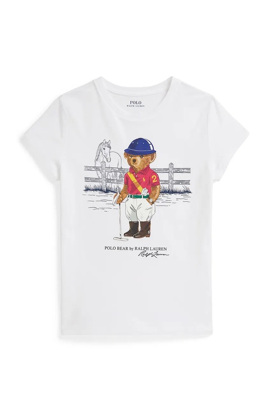 Παιδικό βαμβακερό μπλουζάκι Polo Ralph Lauren στάμπα λευκό 313A96120001