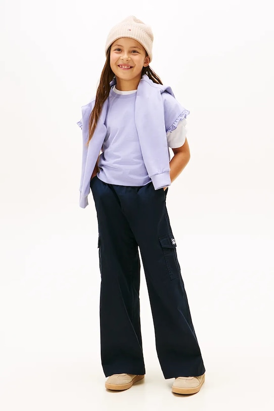 Dziewczynka Tommy Hilfiger t-shirt dziecięcy KG0KG08970.116.122.PPY2 fioletowy