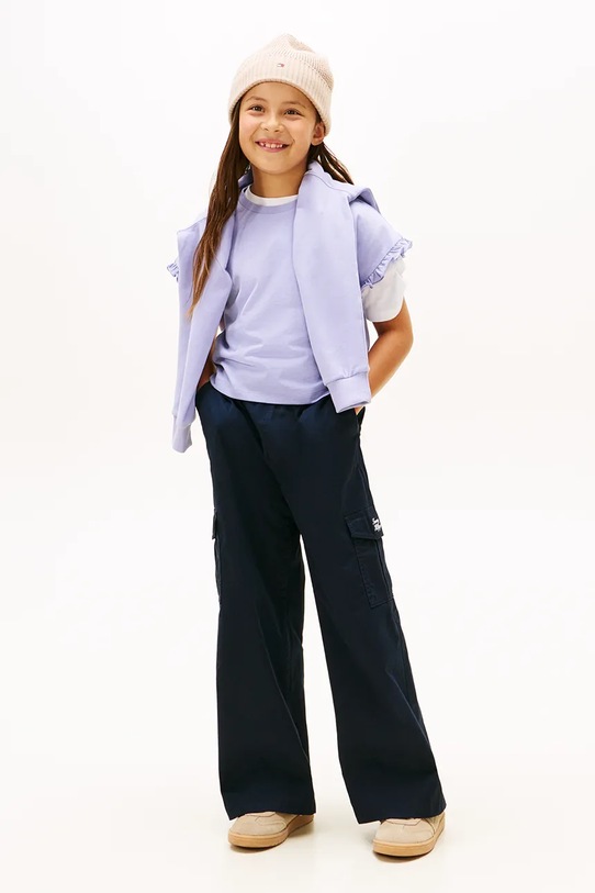 Dziewczynka Tommy Hilfiger t-shirt dziecięcy KG0KG08970.128.176.PPY2 fioletowy