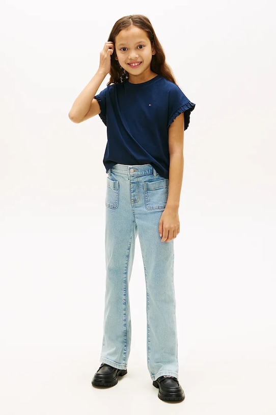 Dziewczynka Tommy Hilfiger T-shirt dziecięcy z bawełną KG0KG08970.128.176.PPY2 granatowy