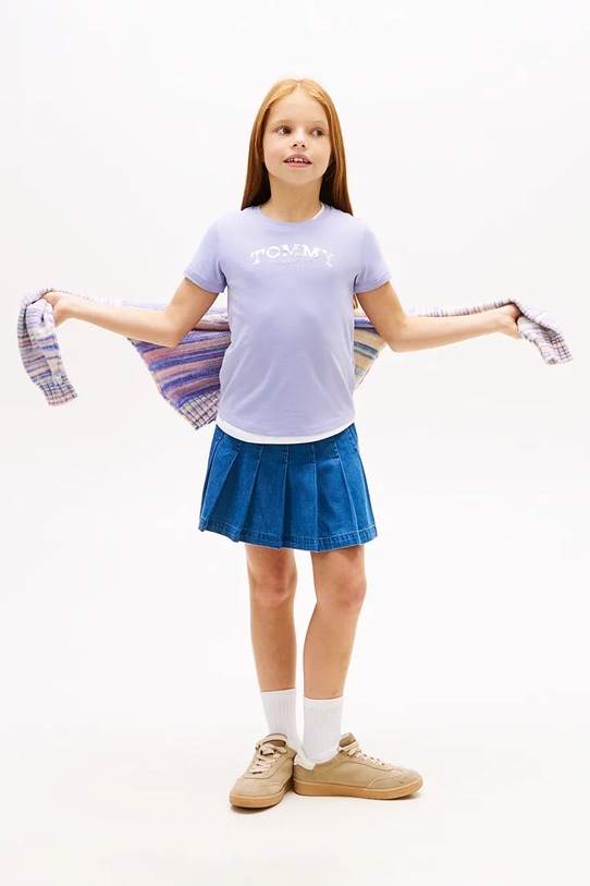 Dziewczynka Tommy Hilfiger t-shirt dziecięcy KG0KG08974.128.176.PPY2 fioletowy