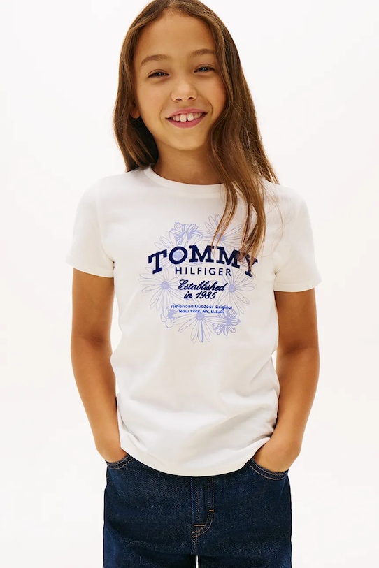 Tommy Hilfiger t-shirt bawełniany dziecięcy nadruk biały KG0KG09257.116.122.PPY2