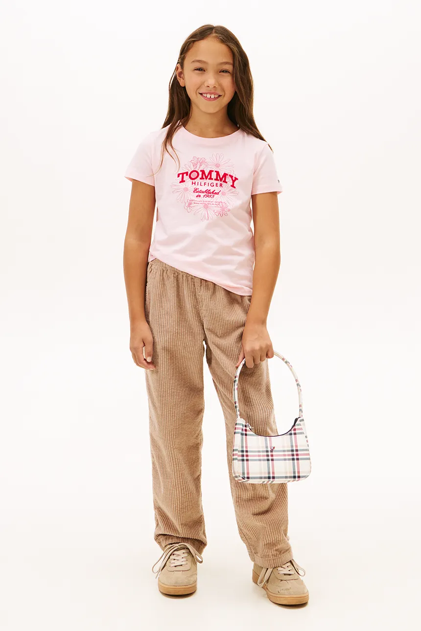 Dziewczynka Tommy Hilfiger t-shirt bawełniany dziecięcy KG0KG09257.116.122.PPY2 różowy