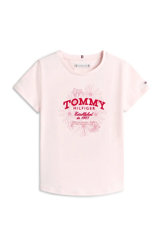 Tommy Hilfiger t-shirt bawełniany dziecięcy KG0KG09257.128.176.PPY2 różowy SS26