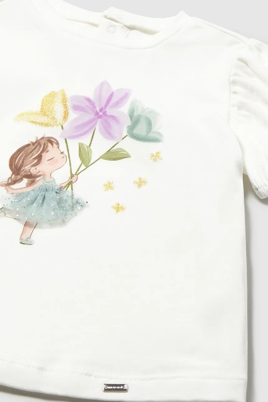 Dziewczynka Mayoral t-shirt dziecięcy 1078.4B.Baby.PPY2 biały