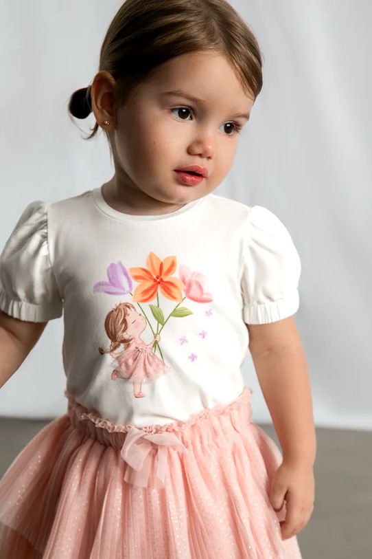 Mayoral t-shirt dziecięcy z elastanem biały 1078.4B.Baby.PPY2