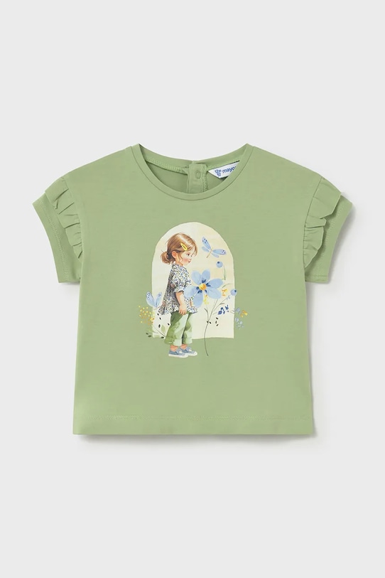 Mayoral t-shirt dziecięcy z elastanem zielony 1080.4E.Baby.PPY2