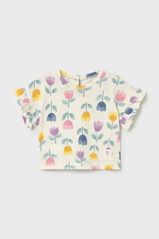 Mayoral t-shirt bawełniany dziecięcy wzorzyste biały 1082.4F.Baby.PPY2