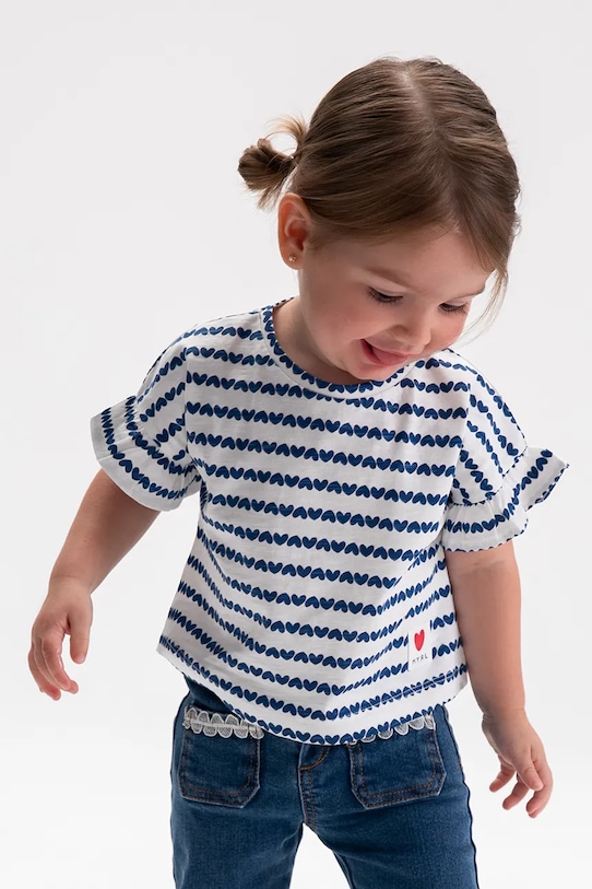 Mayoral t-shirt bawełniany dziecięcy wzorzyste biały 1082.4F.Baby.PPY2