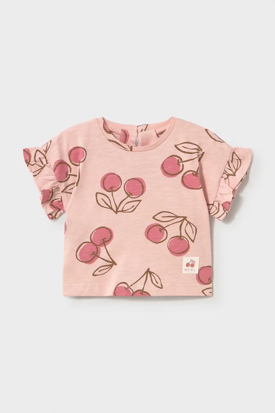 Mayoral t-shirt bawełniany dziecięcy wzorzyste różowy 1082.4F.Baby.PPY2
