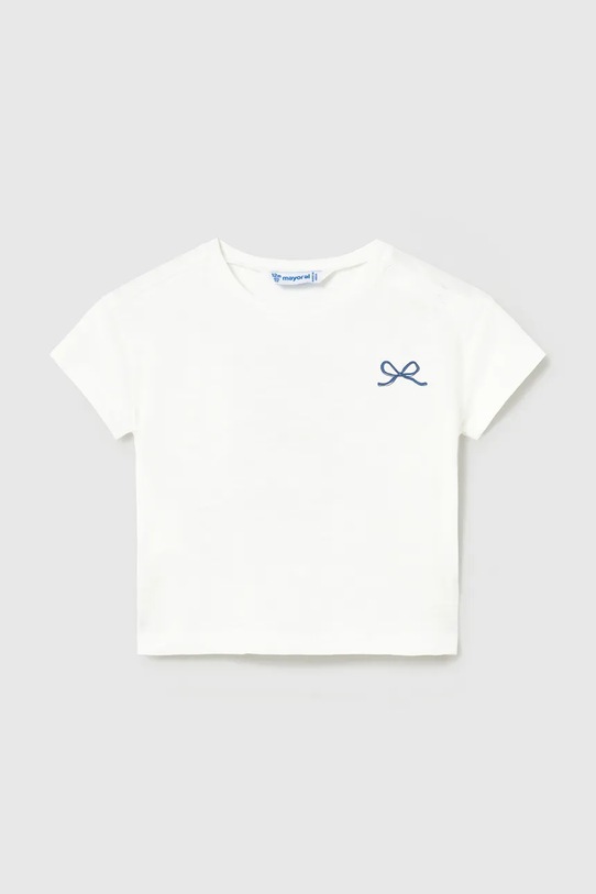 Mayoral t-shirt bawełniany dziecięcy nadruk biały 1083.4J.Baby.PPY2