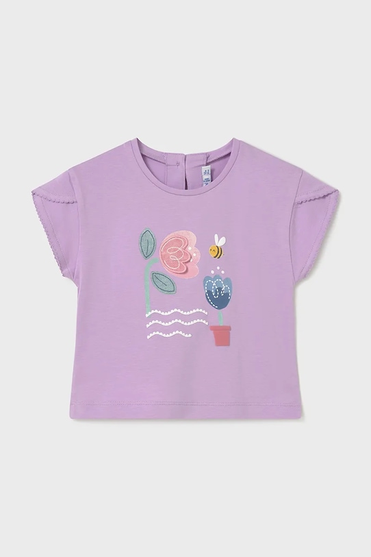 Mayoral t-shirt dziecięcy z elastanem fioletowy 1087.4L.Baby.PPY2