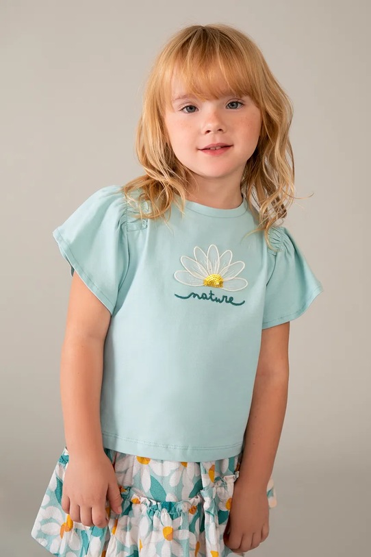 Mayoral t-shirt dziecięcy aplikacja turkusowy 3004.6B.Mini.PPY2