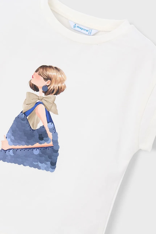 Dziewczynka Mayoral t-shirt dziecięcy 3005.6D.Mini.PPY2 beżowy