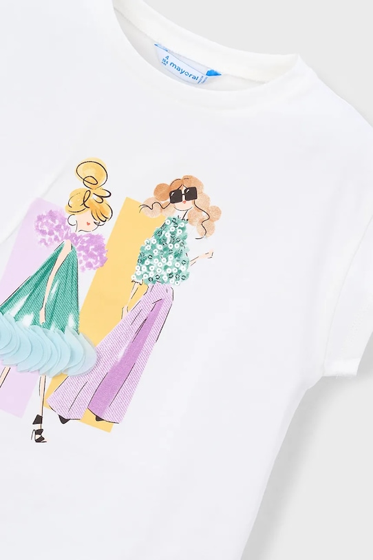 Dziewczynka Mayoral t-shirt dziecięcy 3005.6D.Mini.PPY2 beżowy