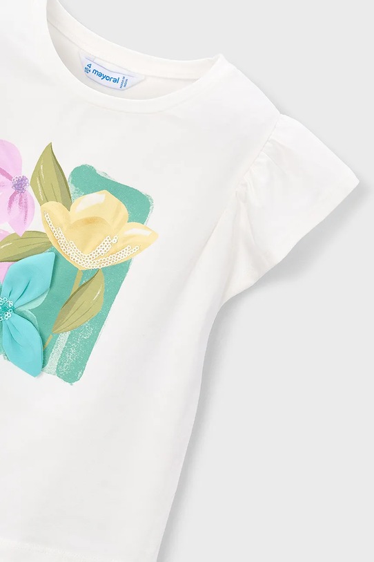 Dziewczynka Mayoral t-shirt dziecięcy 3007.6E.Mini.PPY2 biały