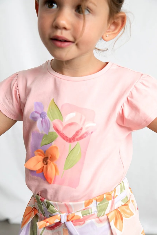 Mayoral t-shirt dziecięcy 3007.6E.Mini.PPY2 różowy