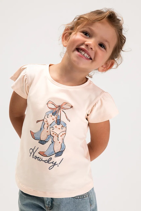 Mayoral t-shirt dziecięcy z elastanem beżowy 3007.6E.Mini.PPY2