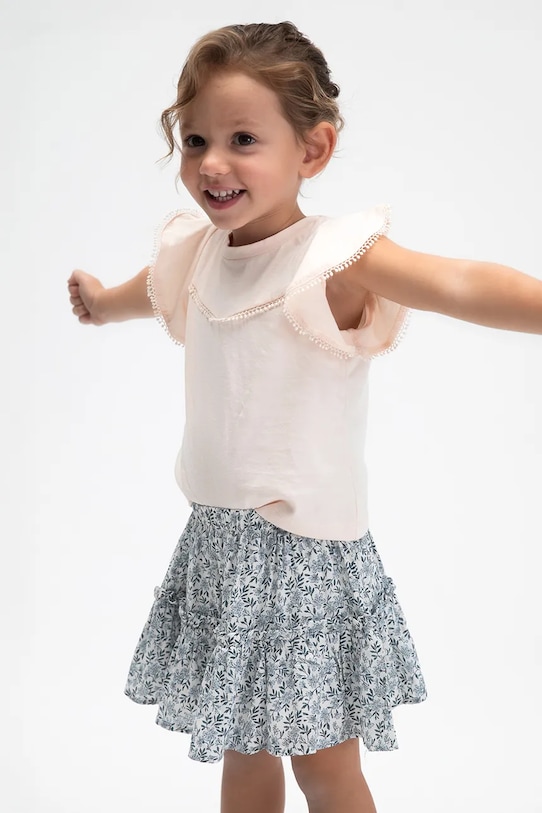 Παιδικό βαμβακερό μπλουζάκι Mayoral 3008.6E.Mini.PPY2 μπεζ