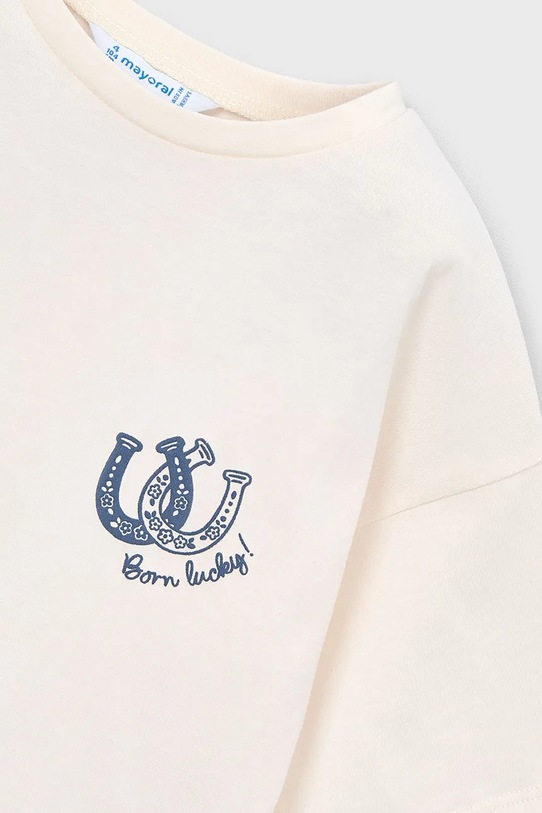 Παιδικό βαμβακερό μπλουζάκι Mayoral μπεζ 3009.6F.Mini.PPY2