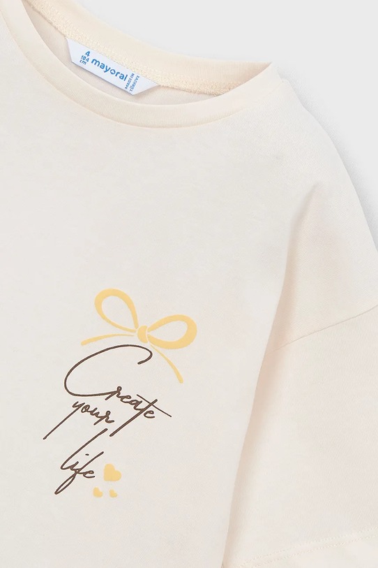 Κοριτσίστικα Παιδικό βαμβακερό μπλουζάκι Mayoral 3009.6F.Mini.PPY2 μπεζ