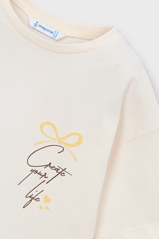 Κοριτσίστικα Παιδικό βαμβακερό μπλουζάκι Mayoral 3009.6F.Mini.PPY2 μπεζ