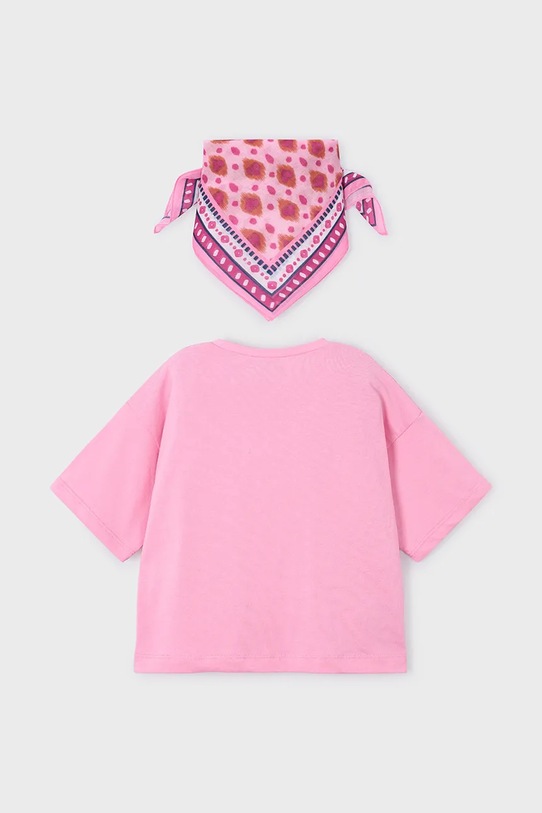 Mayoral t-shirt bawełniany dziecięcy 3009.6F.Mini.PPY2 różowy SS26