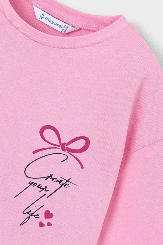 Dziewczynka Mayoral t-shirt bawełniany dziecięcy 3009.6F.Mini.PPY2 różowy