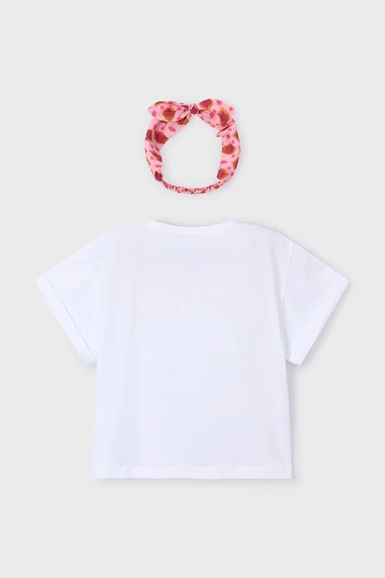 Παιδικό βαμβακερό μπλουζάκι Mayoral 3010.6G.Mini.PPY2 λευκό SS26