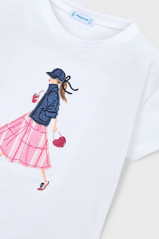 Mayoral t-shirt bawełniany dziecięcy biały 3011.6H.Mini.PPY2
