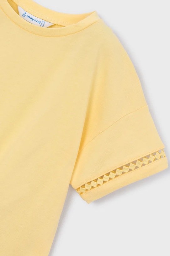 Dziewczynka Mayoral t-shirt bawełniany dziecięcy 3012.6H.Mini.PPY2 żółty