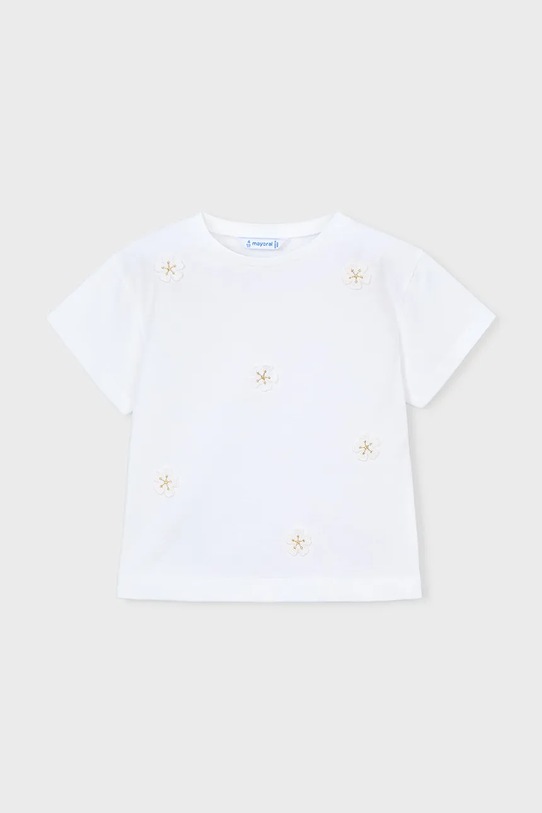 Mayoral t-shirt bawełniany dziecięcy 3013.6H.Mini.PPY2 biały SS26
