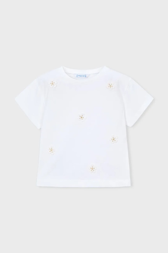 Mayoral t-shirt bawełniany dziecięcy 3013.6H.Mini.PPY2 biały SS26