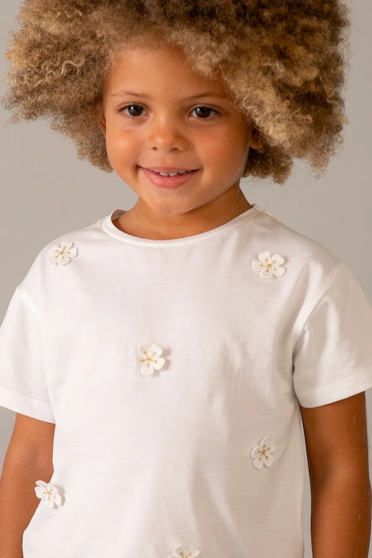 Mayoral t-shirt bawełniany dziecięcy 3013.6H.Mini.PPY2 biały