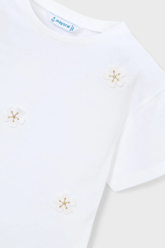 Mayoral t-shirt bawełniany dziecięcy biały 3013.6H.Mini.PPY2