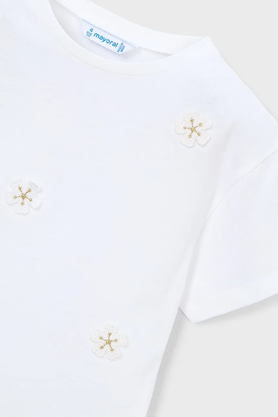 Mayoral t-shirt bawełniany dziecięcy biały 3013.6H.Mini.PPY2