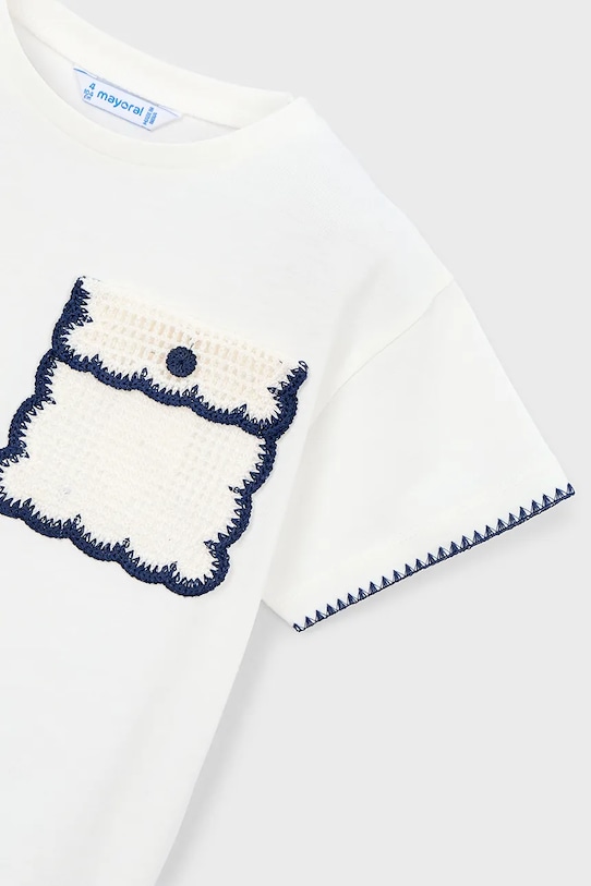 Mayoral t-shirt bawełniany dziecięcy beżowy 3013.6H.Mini.PPY2