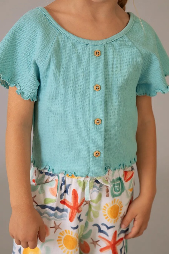 Mayoral t-shirt dziecięcy 3014.6J.Mini.PPY2 turkusowy