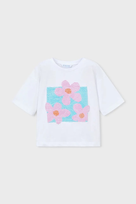 Mayoral t-shirt bawełniany dziecięcy 3016.6K.Mini.PPY2 biały SS26