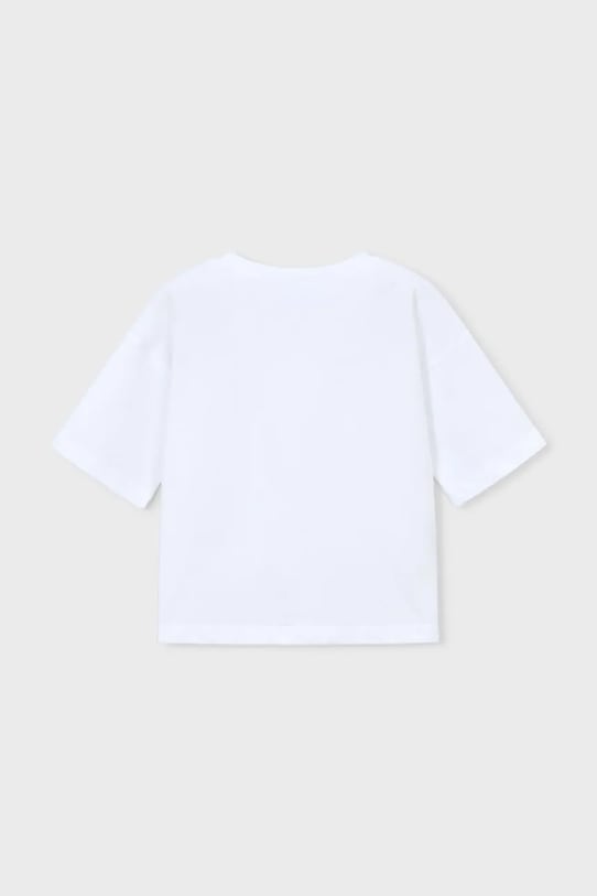Dziewczynka Mayoral t-shirt bawełniany dziecięcy 3016.6K.Mini.PPY2 biały